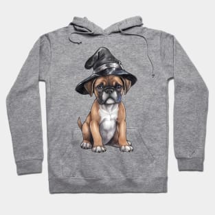 Watercolor Boxer Dog in Witch Hat Hoodie